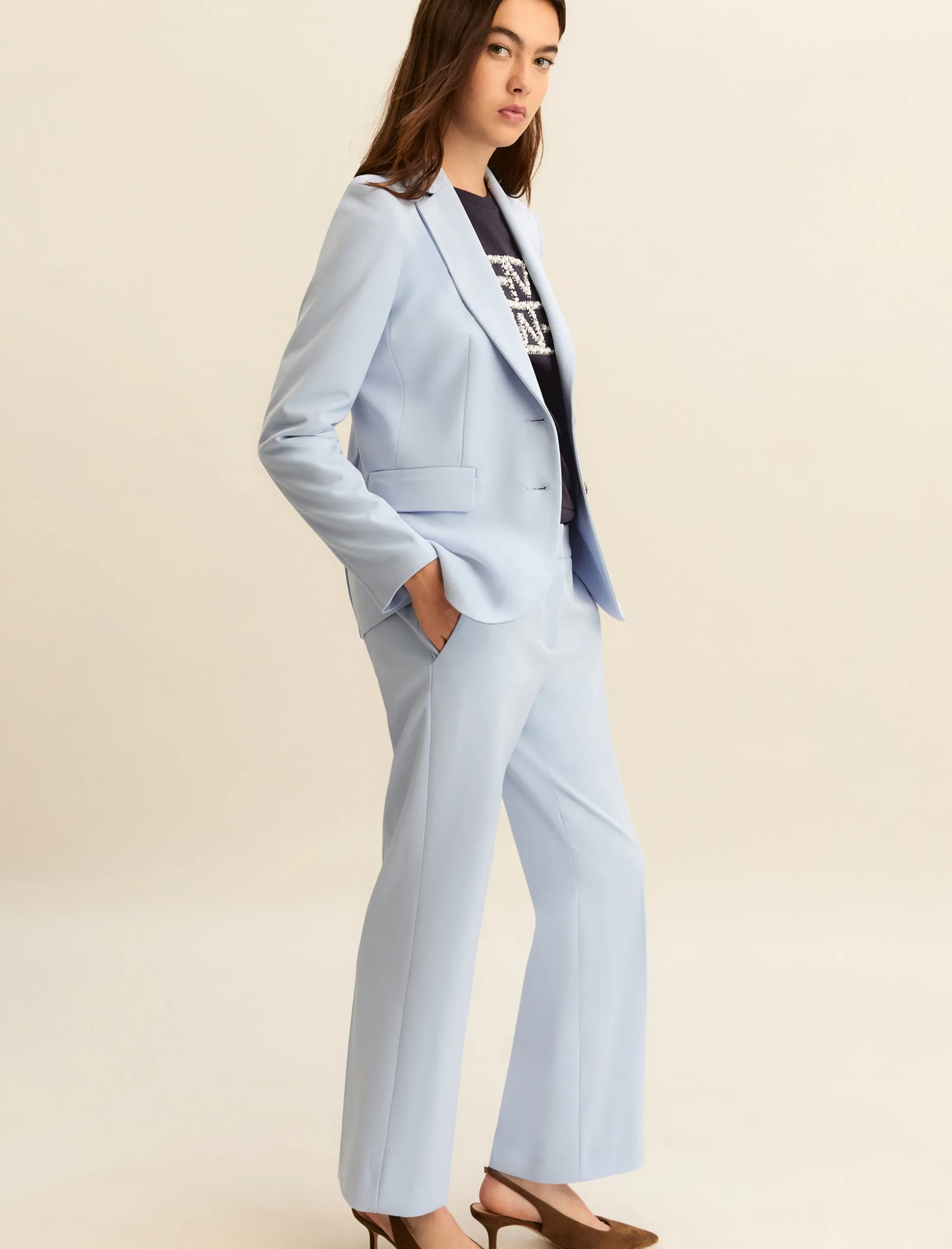 Pantalone in twill stretch - AZZURRO