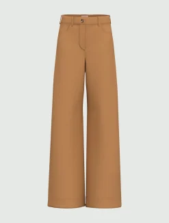 Pantalone wide leg in gabardina stretch - CAMMELLO