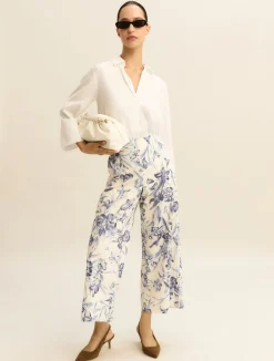 Pantaloni in cotone stretch - AZZURRO