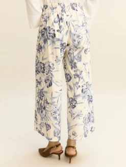 Pantaloni in cotone stretch - AZZURRO