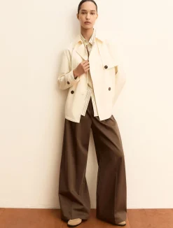 Pantaloni in raso di cotone stretch - KAKI