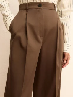 Pantaloni in raso di cotone stretch - KAKI