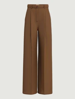 Pantaloni in raso di cotone stretch - KAKI