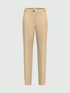 Pantaloni slim in twill di misto lino - BEIGE