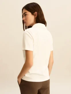 Polo con perle e cristalli - BIANCO