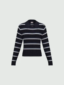 Polo con lurex e paillette - BLU