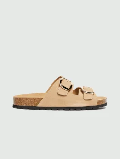 Sandalo con suola in sughero - BEIGE