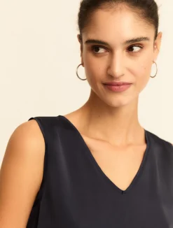 Top in raso con dettagli in georgette - BLU