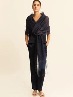 Top in raso con dettagli in georgette - BLU