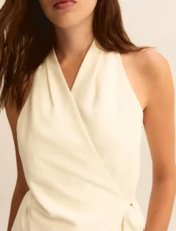 Top smanicato con incrocio - BIANCO LANA