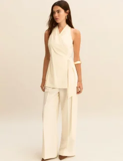 Top smanicato con incrocio - BIANCO LANA