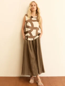 Top smanicato in twill - TORTORA