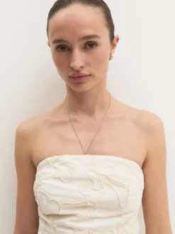Top a bustier con ricami - PANNA