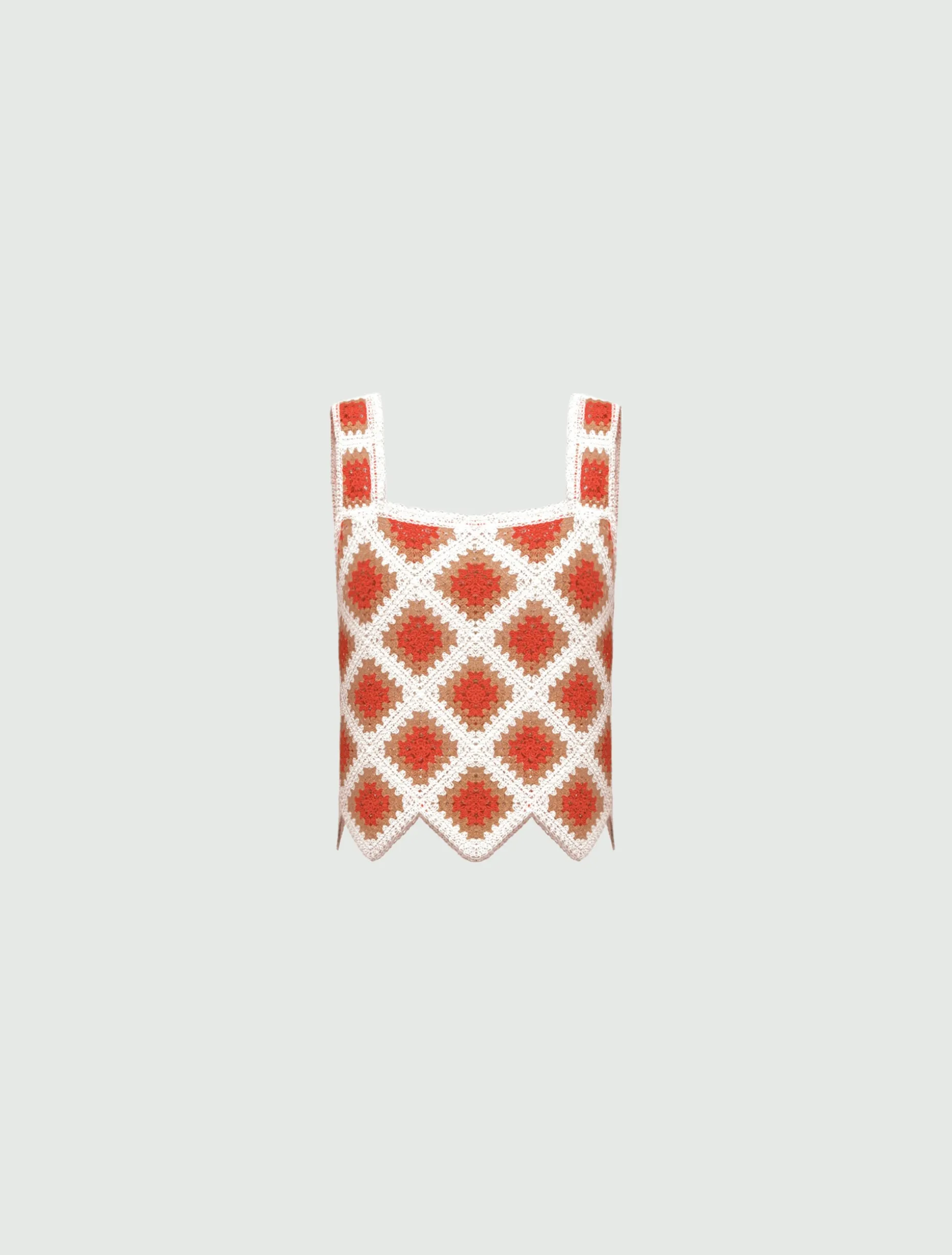 Top smanicato crochet - BIANCO
