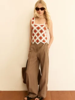 Top smanicato crochet - BIANCO