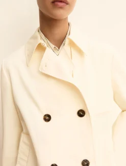 Trench doppiopetto in gabardina antigoccia - BIANCO LANA