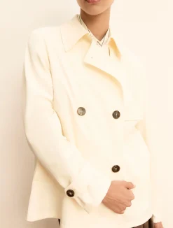 Trench doppiopetto in gabardina antigoccia - BIANCO LANA