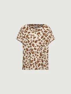 T-shirt in twill stampato - BIANCO LANA