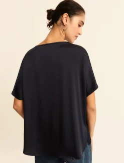 T-shirt over in raso - BLU
