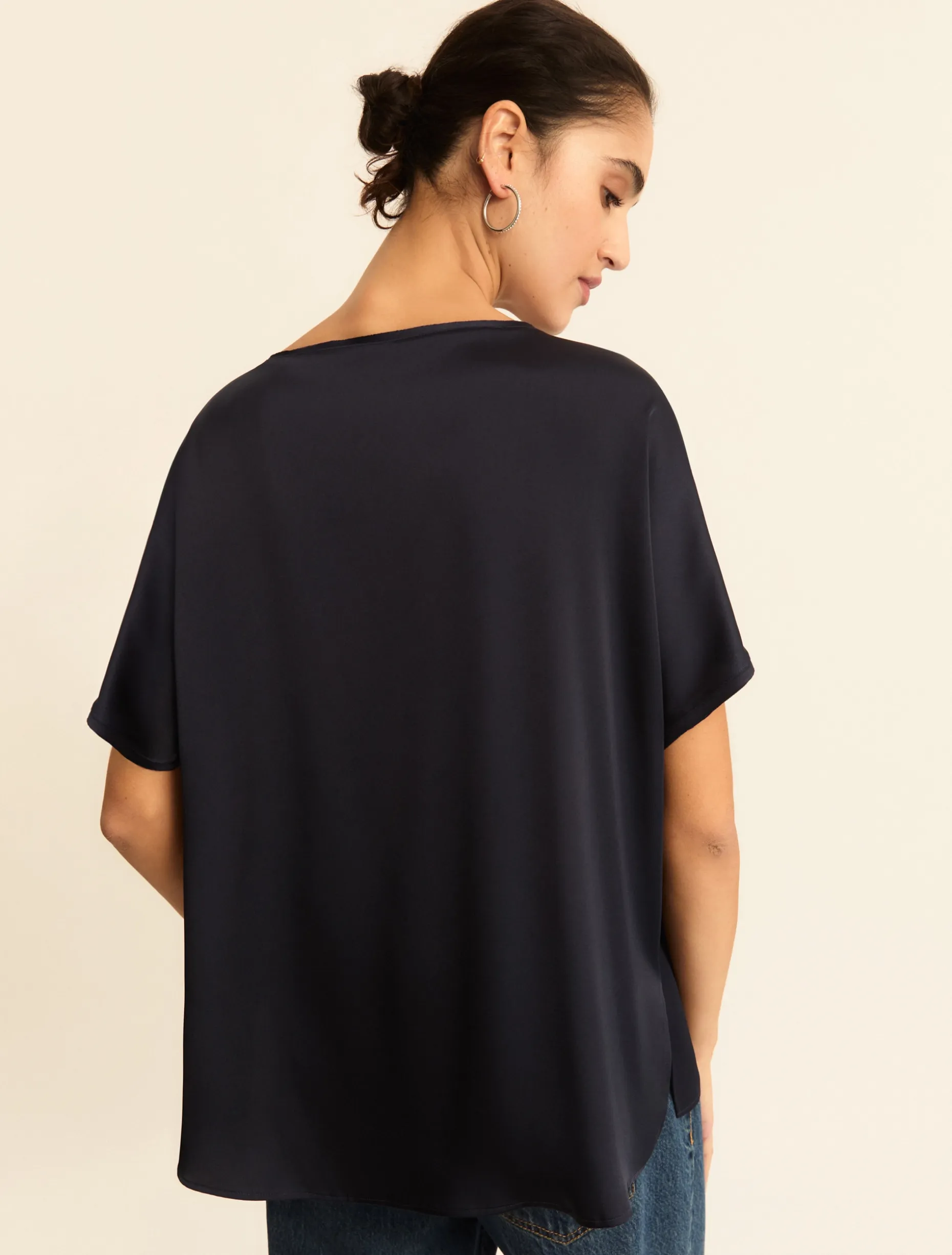 T-shirt over in raso - BLU