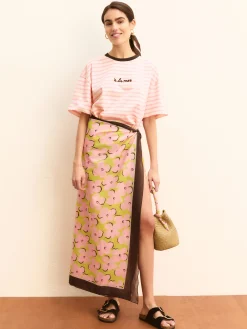 T-shirt a righe - BEIGE