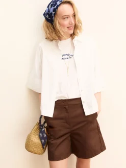 T-shirt boxy con stampe e ricami - BIANCO