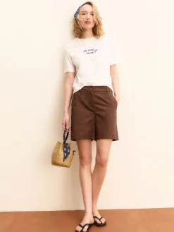 T-shirt boxy con stampe e ricami - BIANCO