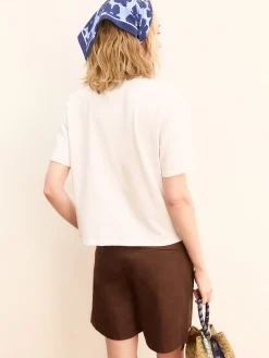 T-shirt boxy con stampe e ricami - BIANCO