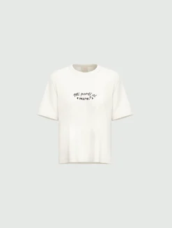 T-shirt boxy con stampe e ricami - BIANCO