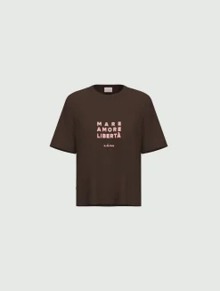 T-shirt boxy con stampe e ricami - TESTA DI MORO