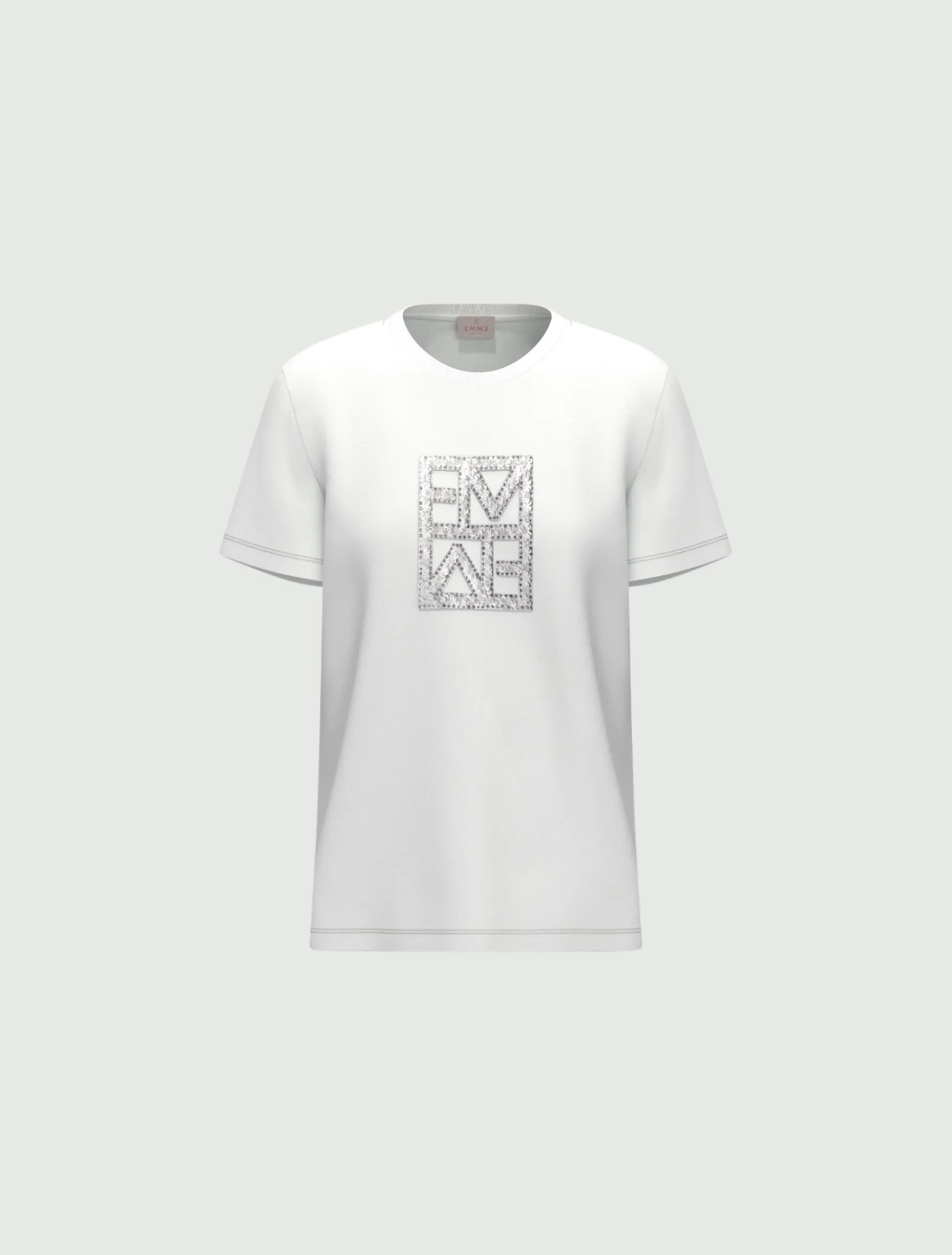 T-shirt con logo e paillette - BIANCO