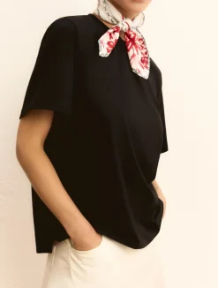 T-shirt in jersey con foulard - BLU