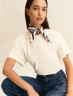 T-shirt in jersey con foulard - BIANCO