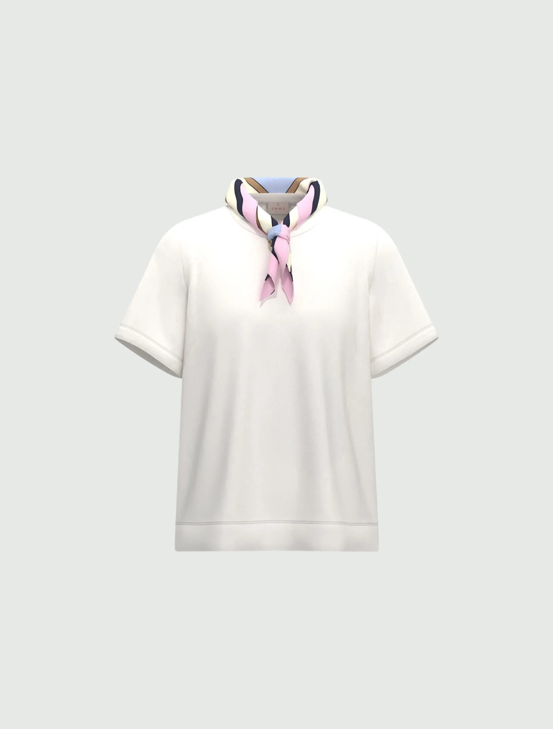 T-shirt in jersey con foulard - BIANCO
