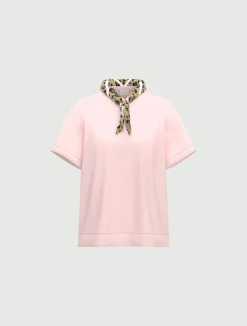T-shirt in jersey con foulard - ROSA