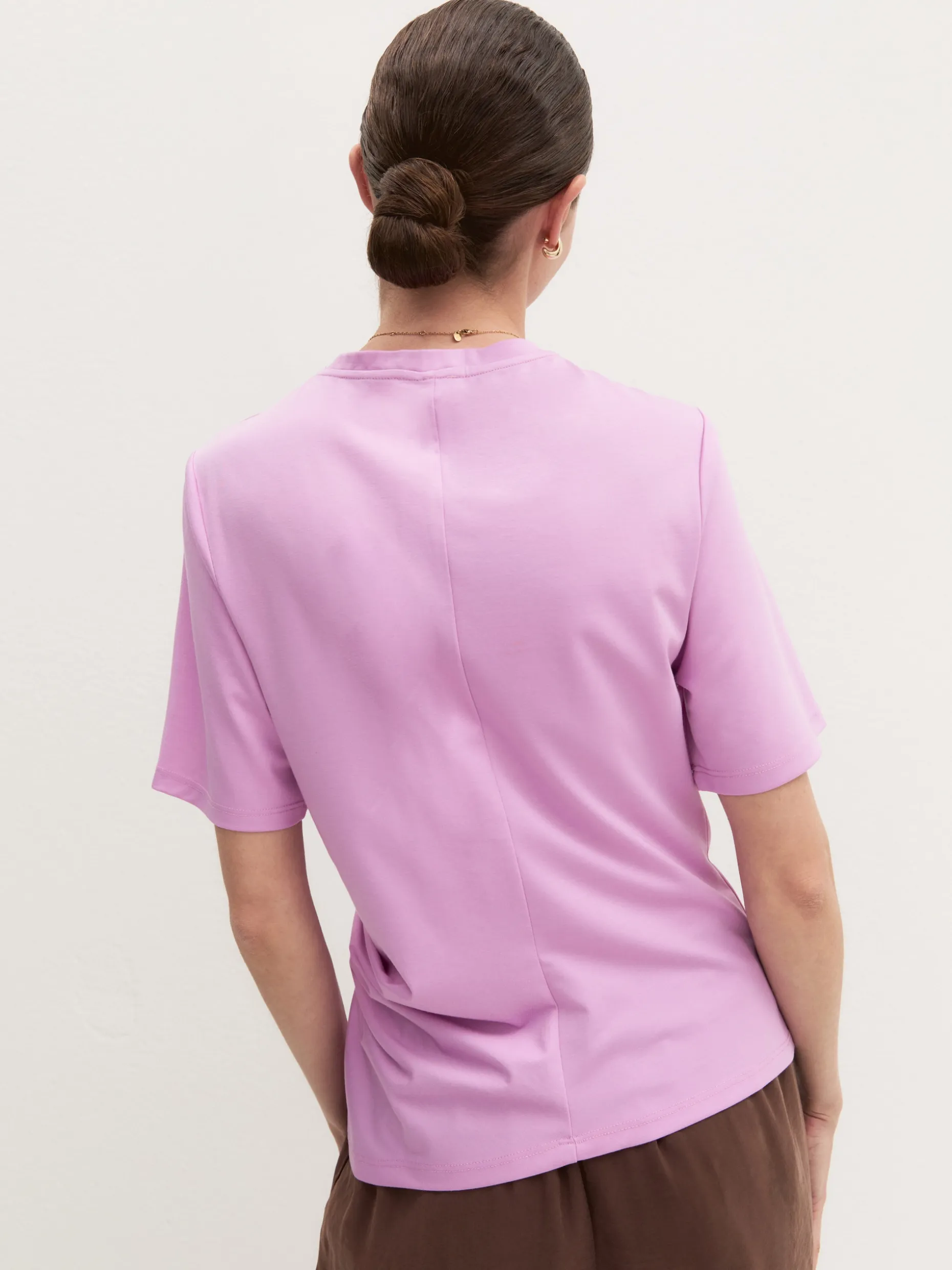 T-shirt in jersey con nodo - ROSA INTENSO
