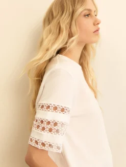 T-shirt in jersey con passamaneria - BIANCO OTTICO