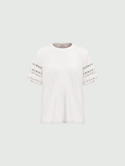 T-shirt in jersey con passamaneria - BIANCO OTTICO
