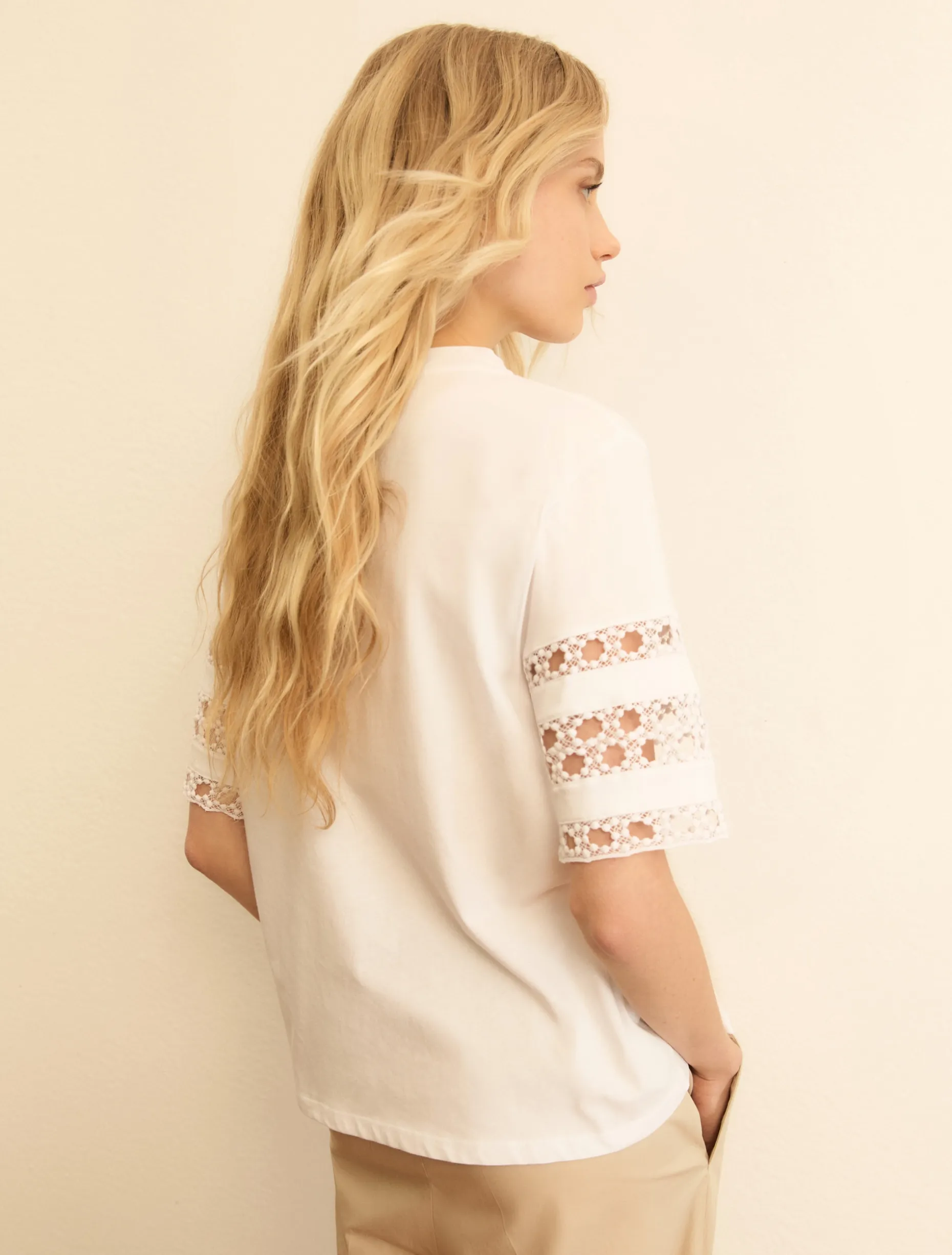 T-shirt in jersey con passamaneria - BIANCO OTTICO