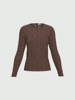 T-shirt in jersey pizzo - MARRONE