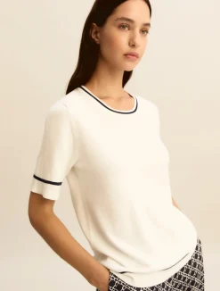 T-shirt in viscosa stretch - BIANCO BLU