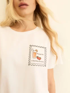 T-shirt stampata - BIANCO LANA