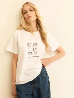T-shirt stampata - BIANCO LANA