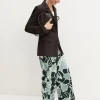 Pantalone dritto in twill stampato - VERDE OPALE